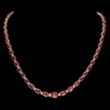 14k Gold 25ct Tourmaline 1.40ct Diamond Necklace