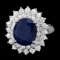 14k Gold 4.00ct Sapphire 1.70ct Diamond Ring