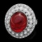 14k White Gold 10.00ct Ruby 1.25ct Diamond Ring