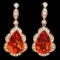 14k Gold 17ct Citrine 1.40ct Diamond Earrings