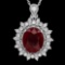 14K Gold 7.08ct Ruby 0.65ct Diamond Pendant