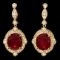 14k Gold 22.00ct Ruby 1.40ct Diamond Earrings