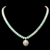 14k Yellow Gold 25ct Opal 1.50ct Diamond Necklace