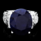 14k Gold 13.50ct Sapphire 0.75ct Diamond Ring