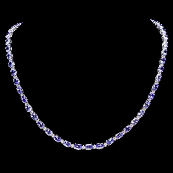 14k 23.50ct Tanzanite 1.25ct Diamond Necklace