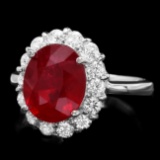 14k White Gold 5.00ct Ruby 0.90ct Diamond Ring