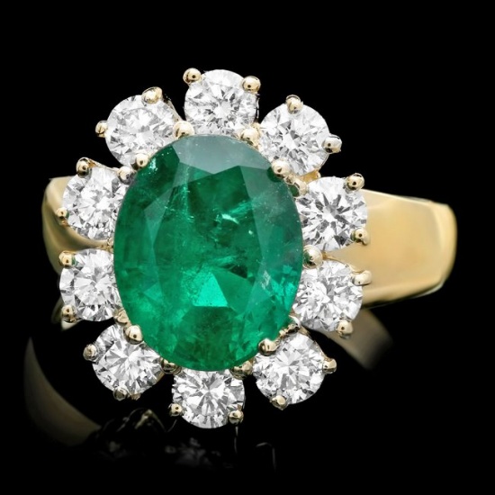 14k Gold 3.50ct Emerald 1.30ct Diamond Ring