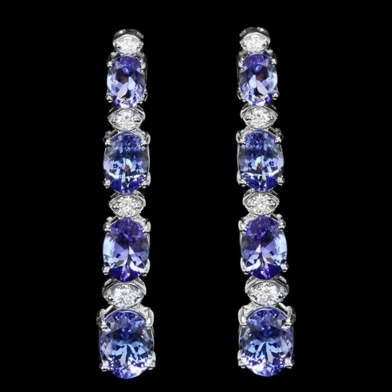 14k Gold 6.00ct Tanzanite 0.45ct Diamond Earrings