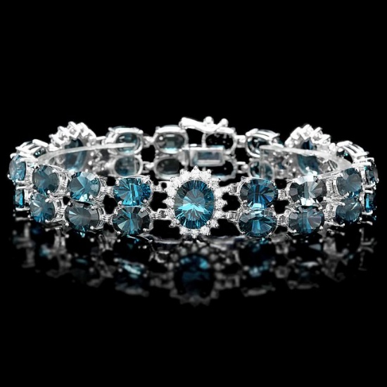 14k Gold 50.5ct Topaz 1.60ct Diamond Bracelet