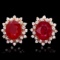 14k Rose 10.00ct Ruby 1.40ct Diamond Earrings