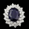 14k Gold 9.50ct Sapphire 2.80ct Diamond Ring