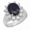 14K Gold 3.00ct Sapphire 0.90ct Diamond Ring