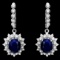 14k Gold 7ct Sapphire 1.70ct Diamond Earrings