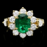 14k Gold 1.50ct Emerald 1.25ct Diamond Ring