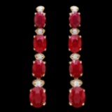 14k Gold 9.00ct Ruby 0.25ct Diamond Earrings