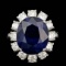 14k Gold 9.00ct Sapphire 1.80ct Diamond Ring