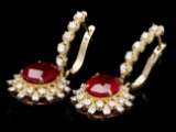 14k Gold 8.00ct Ruby 1.60ct Diamond Earrings