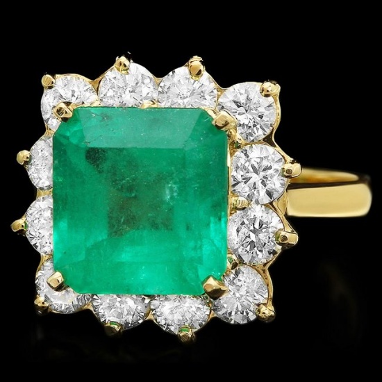 14k Gold 4.30ct Emerald 1.80ct Diamond Ring