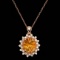 14k Gold 4.00ct Citrine 0.80ct Diamond Pendant