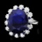 14k Gold 11.5ct Sapphire 1.40ct Diamond Ring