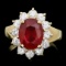 14k Yellow Gold 3.50ct Ruby 1.00ct Diamond Ring