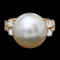 14k Gold 14 X 16mm Pearl 0.60ct Diamond Ring