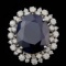 14k Gold 16.00ct Sapphire 1.55ct Diamond Ring