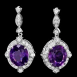 14k Gold 16ct Amethyst 1.70ct Diamond Earrings