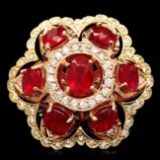 14k Gold 12.00ct Ruby 1.35ct Diamond Ring