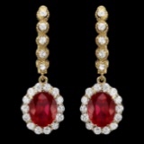 14k Gold 5.00ct Ruby 1.40ct Diamond Earrings