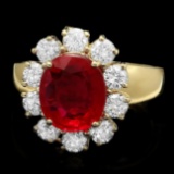 14k Yellow Gold 3.50ct Ruby 1.30ct Diamond Ring