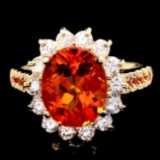 14k Gold 3.50ct Citrine 1.00ct Diamond Ring