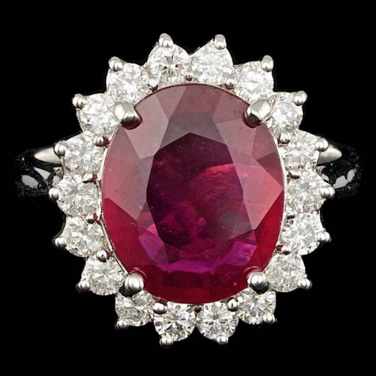 14k White Gold 5.00ct Ruby 0.85ct Diamond Ring