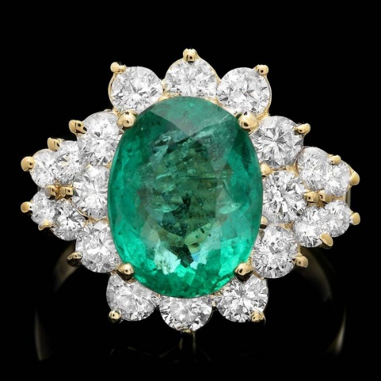 14k Gold 4.00ct Emerald 1.75ct Diamond Ring