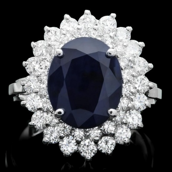 14k Gold 4.00ct Sapphire 1.65ct Diamond Ring