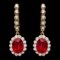14k Gold 8.00ct Ruby 1.35ct Diamond Earrings