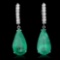 14K Gold 19.70ct Emerald 1.30ct Diamond Earrings