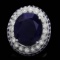 14k Gold 19.2ct Sapphire 0.90ct Diamond Ring
