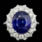 14k Gold 7.00ct Sapphire 1.75ct Diamond Ring