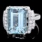 14k Gold 10ct Aquamarine 0.63ct Diamond Ring