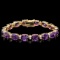 14k Gold 29.00ct Amethyst 1.30ct Diamond Bracelet