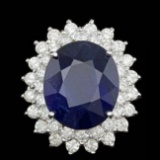 14k Gold 13.50ct Sapphire 2.25ct Diamond Ring