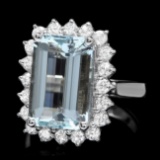 14k Gold 6.00ct Aquamarine 0.95ct Diamond Ring