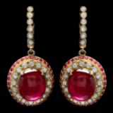 14k Gold 22.3ct Ruby 1.20ct Diamond Earrings