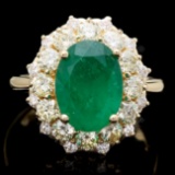 14k Gold 3.70ct Emerald 1.70ct Diamond Ring