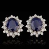14k Gold 7.00ct Sapphire 1.30ct Diamond Earrings