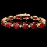 14k Gold 34.50ct Ruby 1.15ct Diamond Bracelet