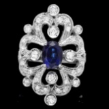 14k Gold 1.75ct Sapphire 1.15ct Diamond Ring