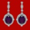 14k Gold 16.35ct Amethyst 1.85ct Diamond Earrings