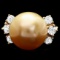 14k Gold 14 X 14mm Pearl 0.80ct Diamond Ring